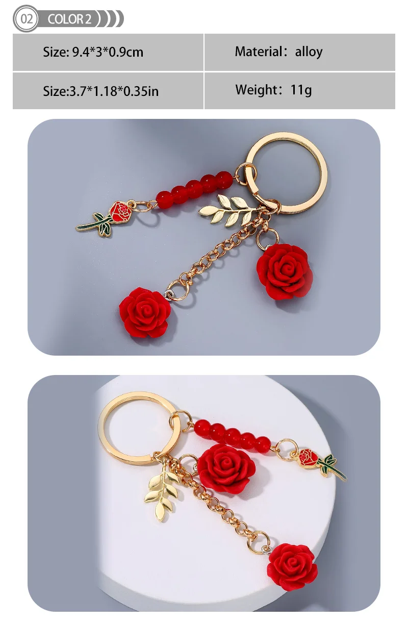 Fashion Rose Love Macaroon Pendant Key Charm Alloy Rose Key Ring Female ...