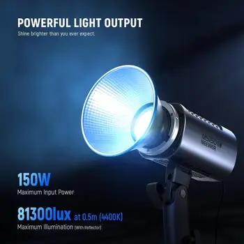 NEEWER MS150C RGBWW LED Video Light with 2.4G/APP Control, 150W Metal Mini RGB COB Continuous Output Lighting Bowens Mount detail image