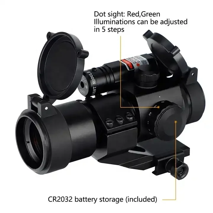 Luger 1x30 Tactical OEM Reflex Sight Scope with Red and Green Laser