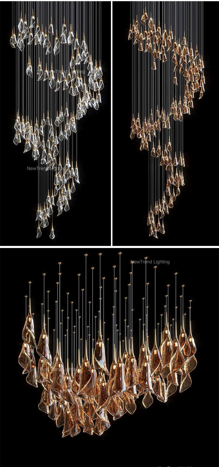 cpl 283 modern style residential decoration hotel lobby hall staircase glass led chandelier light-3