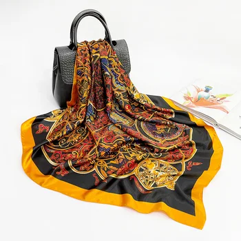 The Super Quality Shawls Scarf Silk Satin Printing Spanish Hijab Scarfs for women