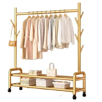 CB029 Wholesale custom rack portable floor standing metal hangers bedroom hanging clothes coat racks