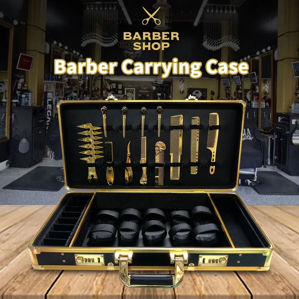 高級理容師専用のゴールドアルミニウム工具ケース