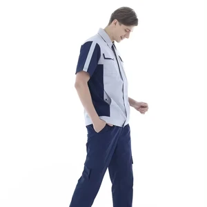 Auto Mechanic Protective Workwear Cotton Waterproof Anti-Static Breathable Unisex Shirt and Pant Set