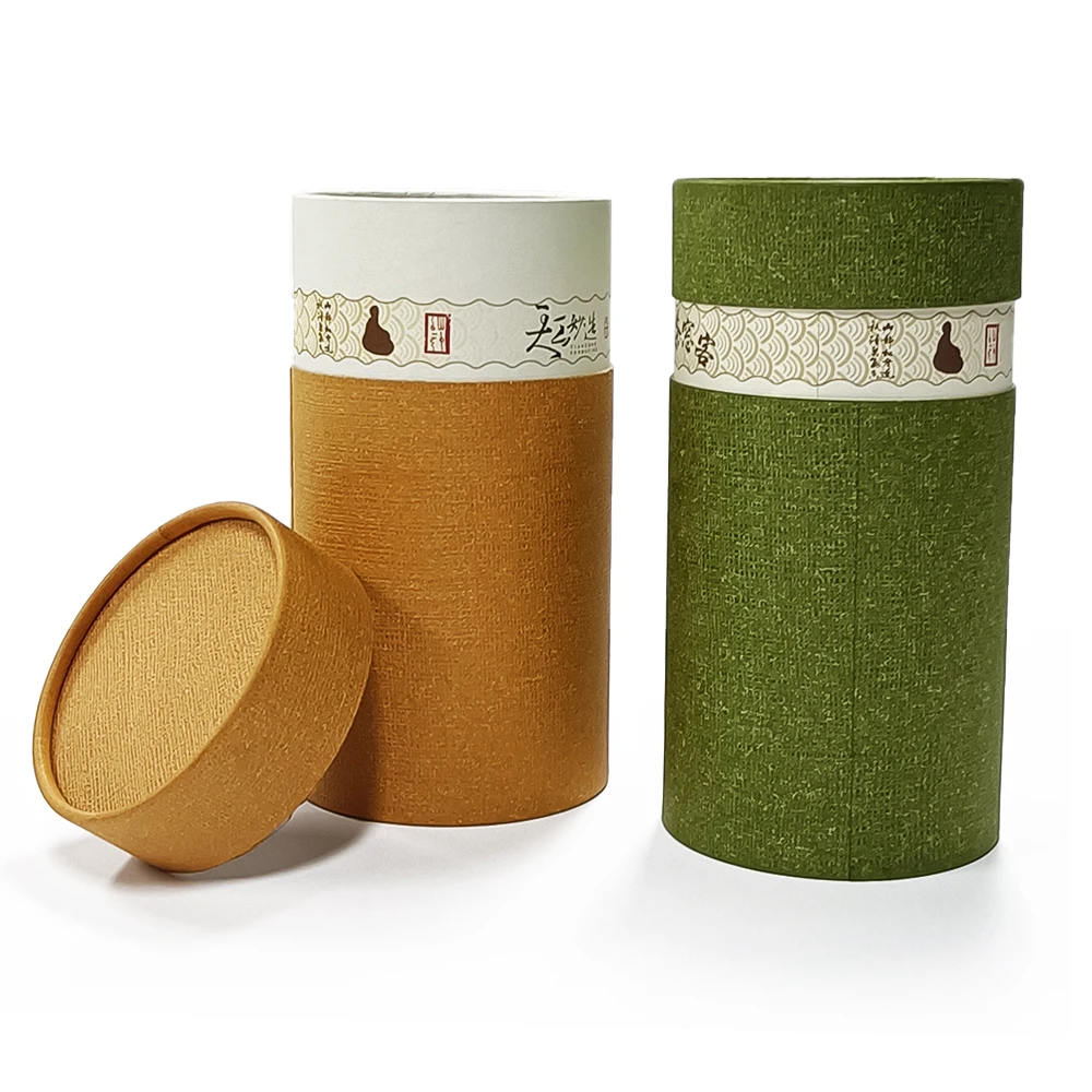 Custom Printing Eco Friendly Cylinder Packaging Box Coffee Tealoose Teatea Kraft Paper 5157