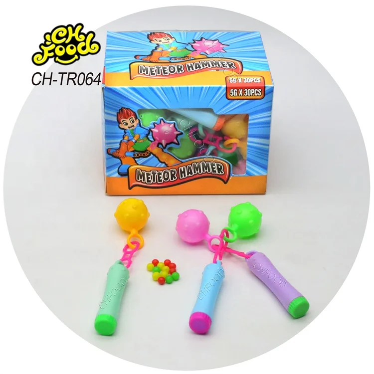 Hot Selling New Arrival Funny Plastic Meteor Hammer Toys with Candy Fruity Flavor Sweets Snack for Kids Wholesale and OEM Halal