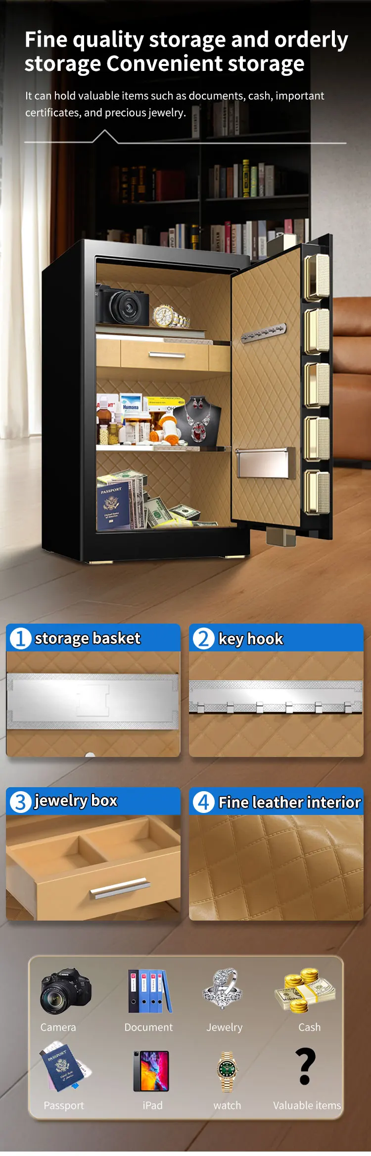 CEQSAFE Face Recognition TUYA APP Safe Box for Money Electronic Fingerprint Lock Safe Box Home Anti-Theft Safe Box manufacture