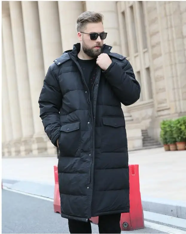 Mens Down Jacket Mens Warm Hooded Down Jacket Winter Plus Size Down ...