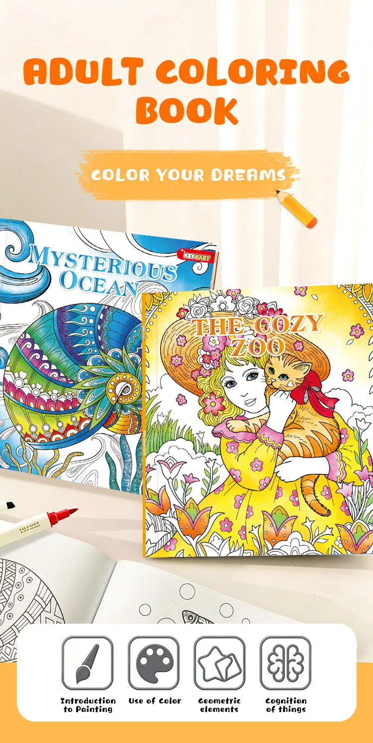 product custom unique drawing activities adult coloring books for women mental health-5