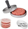 burger press with 100 pcs wax papers