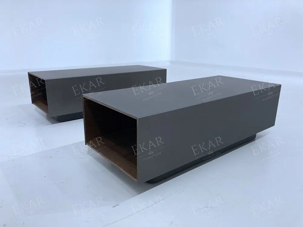 product 3mm stainless steel textured frame deep coffee sandblasted sofa arm table modern living room furniture console tables marble-69