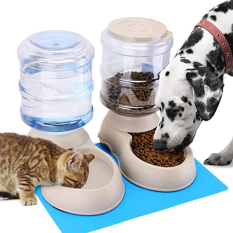 Pet Feeder and Water Food Dispenser Automatic for Dogs Cats, 100% BPA-Free,  Gravity Refill, Easily Clean, Self Feeding for Small Large Pets Puppy