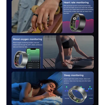 2024 New Heart Rate Blood Oxygen Sleeping Sport Activity Fitness Tracker Smart Ring For Women Men