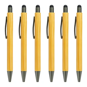 New Multi-functional Bamboo Material Stylus Ballpoint Pen with Printing Custom Logo for Office Meeting and Promotional Gift
