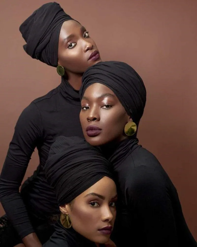 Turban Head Wraps for Black Women Jersey Hijab Scarves Fashion Long Plain Shawls Dark Grey