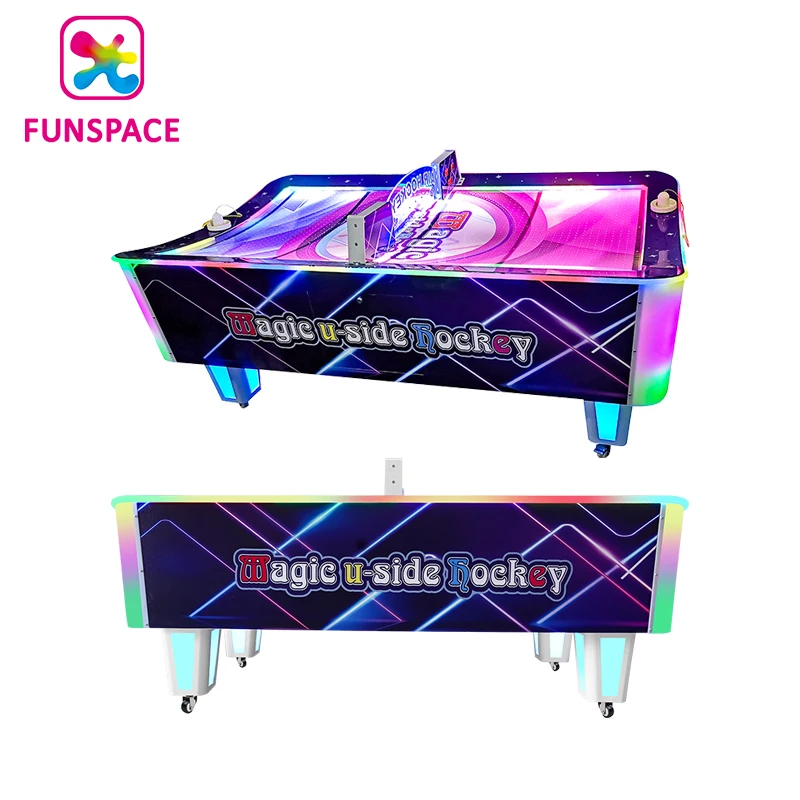 モールセンターのエアホッケーゲームホッケーゲームを備えた2人