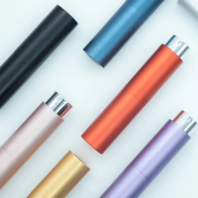 Wholesale Distributed  Mini Twisted up on Aluminum  Glass Spray Bottle 8ml 10 ml Portable Perfume Atomizer for Travel
