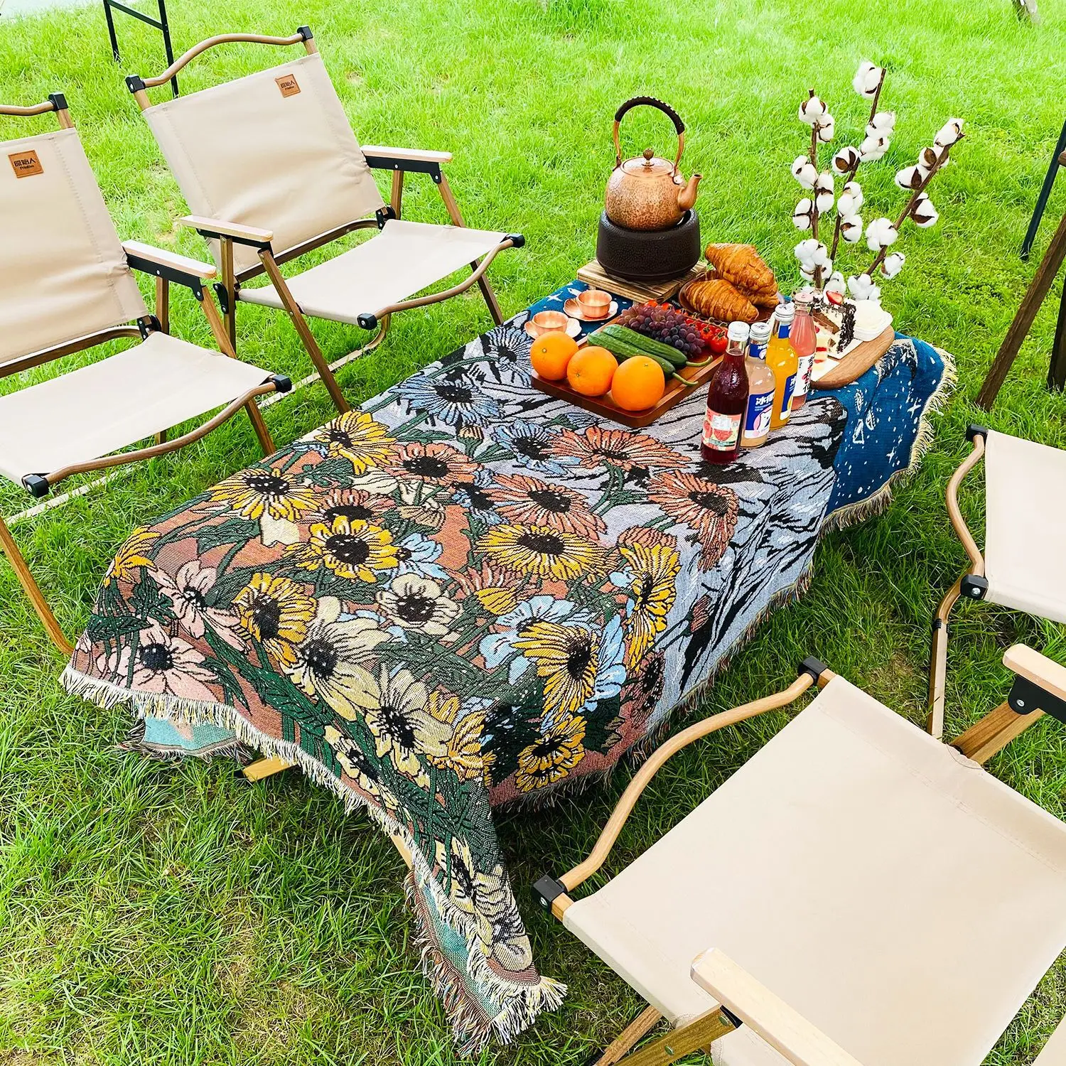 Personalized Blanket Floral Picnic Blanket Wholesale Custom Woven