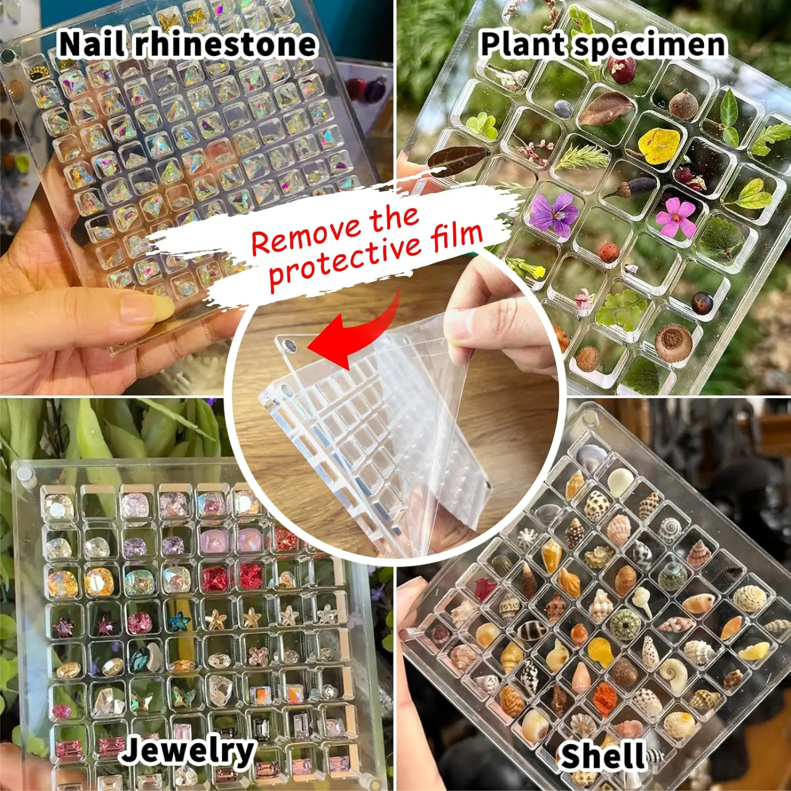 32/64 Grids Acrylic Magnetic Seashell Starfish Display Box Nail Diamond Gemstone Bead Jewelry Organizers Container supplier