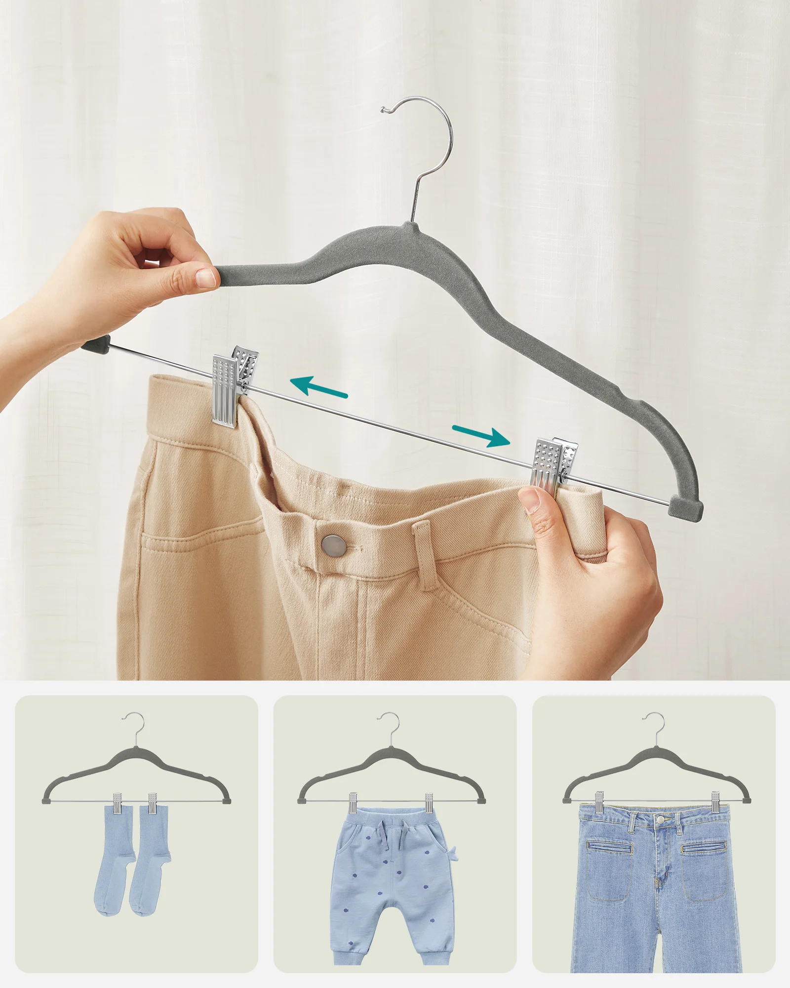 Songmics Multifunctional Pants Rack Hanger Modern Velvet Clothes