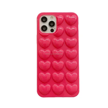 TPU Soft Gel Shockproof Mobile Phone Cover for iPhone 16 15 14 Pro Max Lovely Heart Protective Phone Case for iPhone 13 12 11