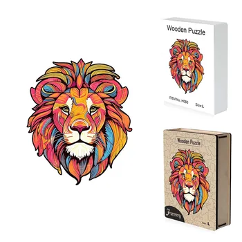 Wholesale Customize Logo Wooden Cut Puzzles, Unique Animal Wood Lion Puzzles, Engraved ODM OEM Wooden Jigsaw Puzzles for Adults