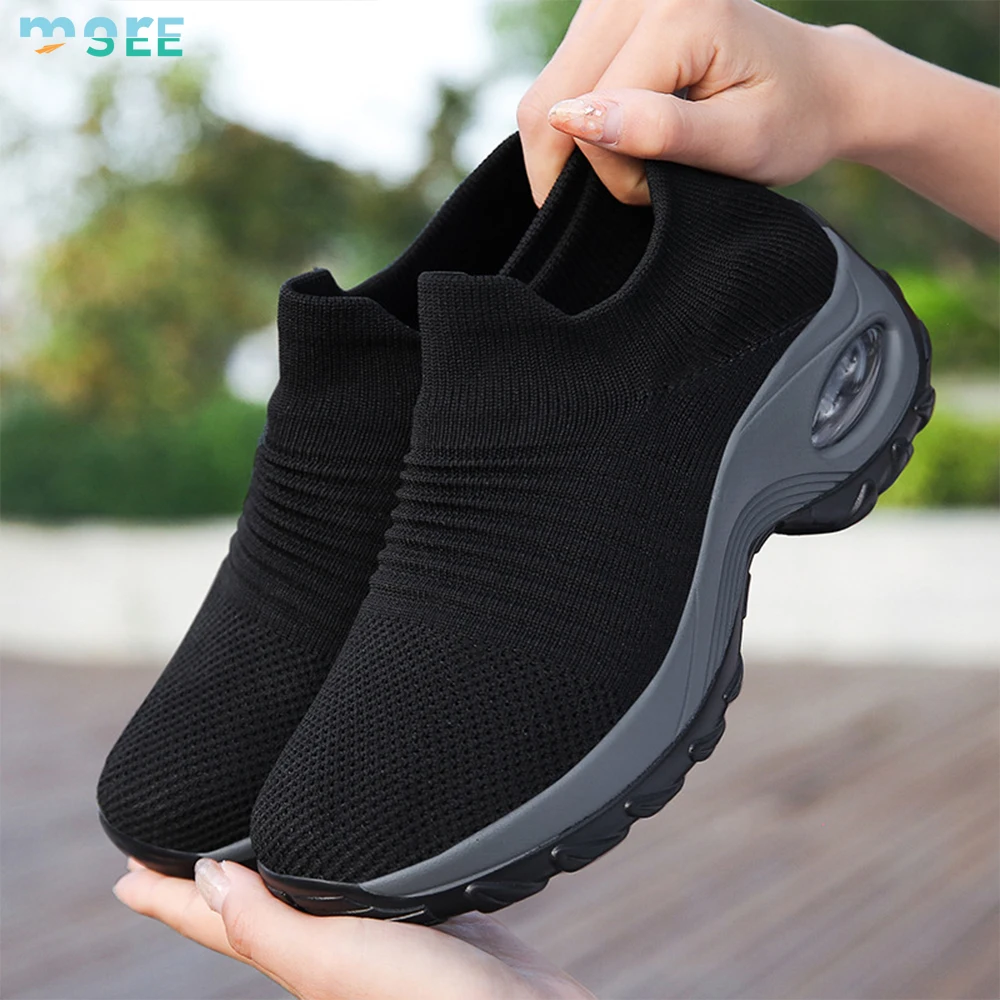 SeeMore Selection Women Arch Support Non Slip Work Shoes Quilted Slip-on  Sock Sneakers Running Shoes