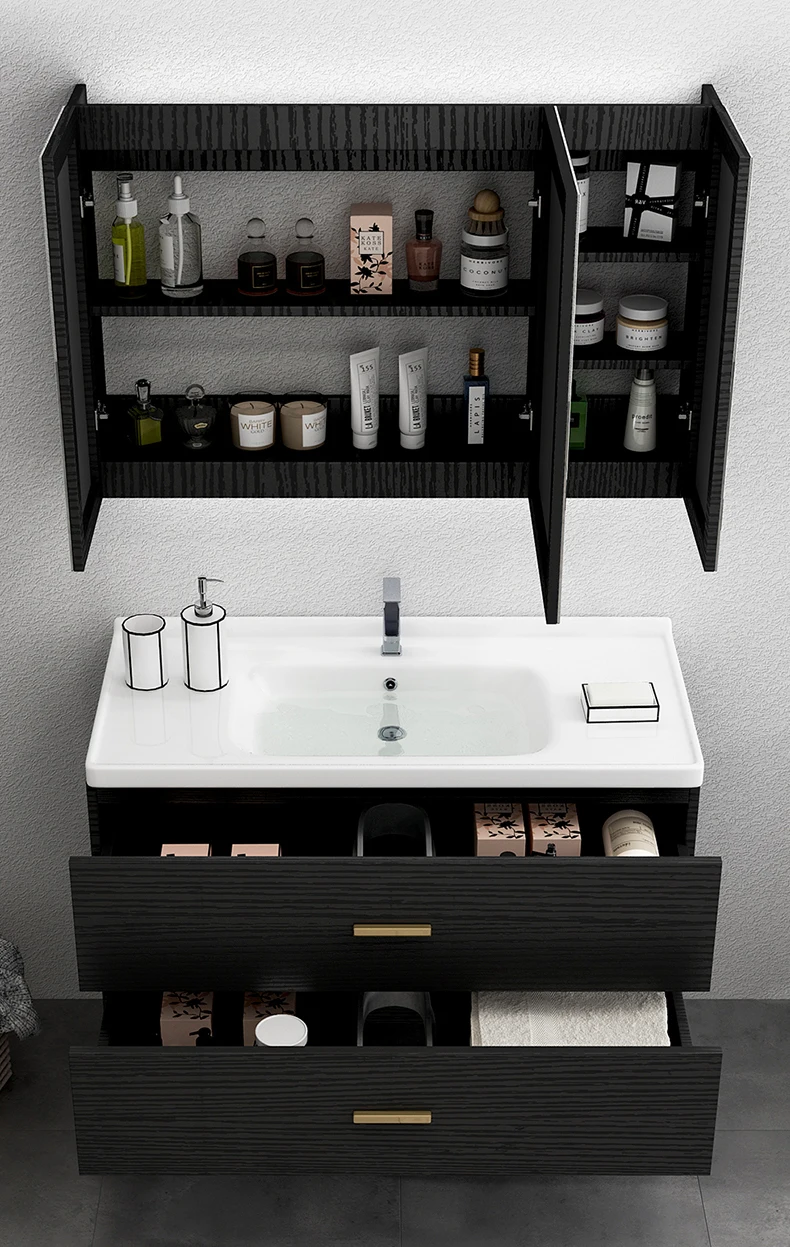 Custom Floating Vanity Unit Bathroom Furniture 900 Mm With Sink Basin