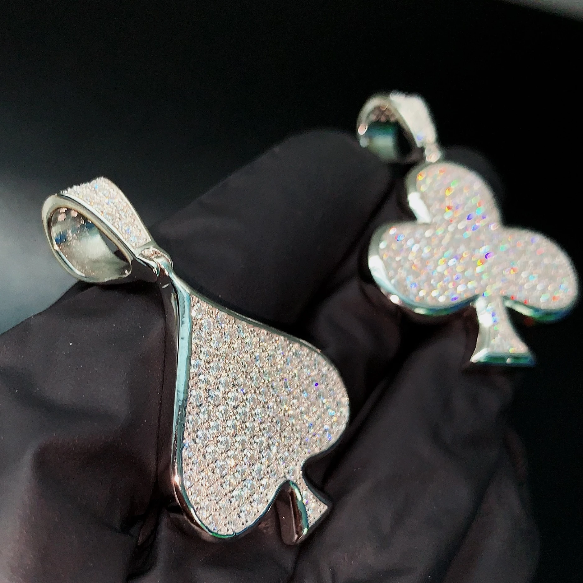 Fortune Lucky Charm Spade Pendant - Iced Out Jewelry