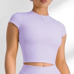 Custom Logo Wholesale Athletic T-shirts Fitness Apparel Sports Top Yoga Crop Top Womens Gym Clothing Yoga T-shirts