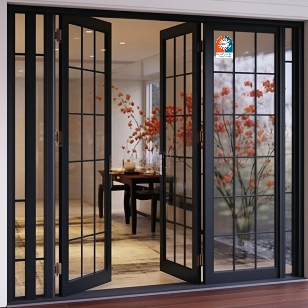Aluminum Profile Resistance Aluminum Entry Door Hurricane Impact Aluminum Black Glass Casement Door
