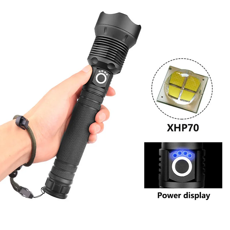 Camping Fishing LED Flashlight High Power XHP70 Outdoor Torch
