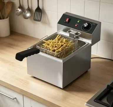 業務用電気フライヤー 6L+6L 2槽2バスケット ホテル・レストラン向け