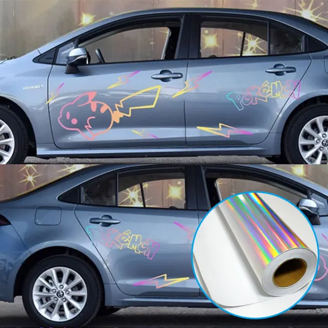 Car Wrapping Film Printable Colorful Sliver Laser Foil Vinyl Car Wrap rainbow Holographic Cold Lamination Film