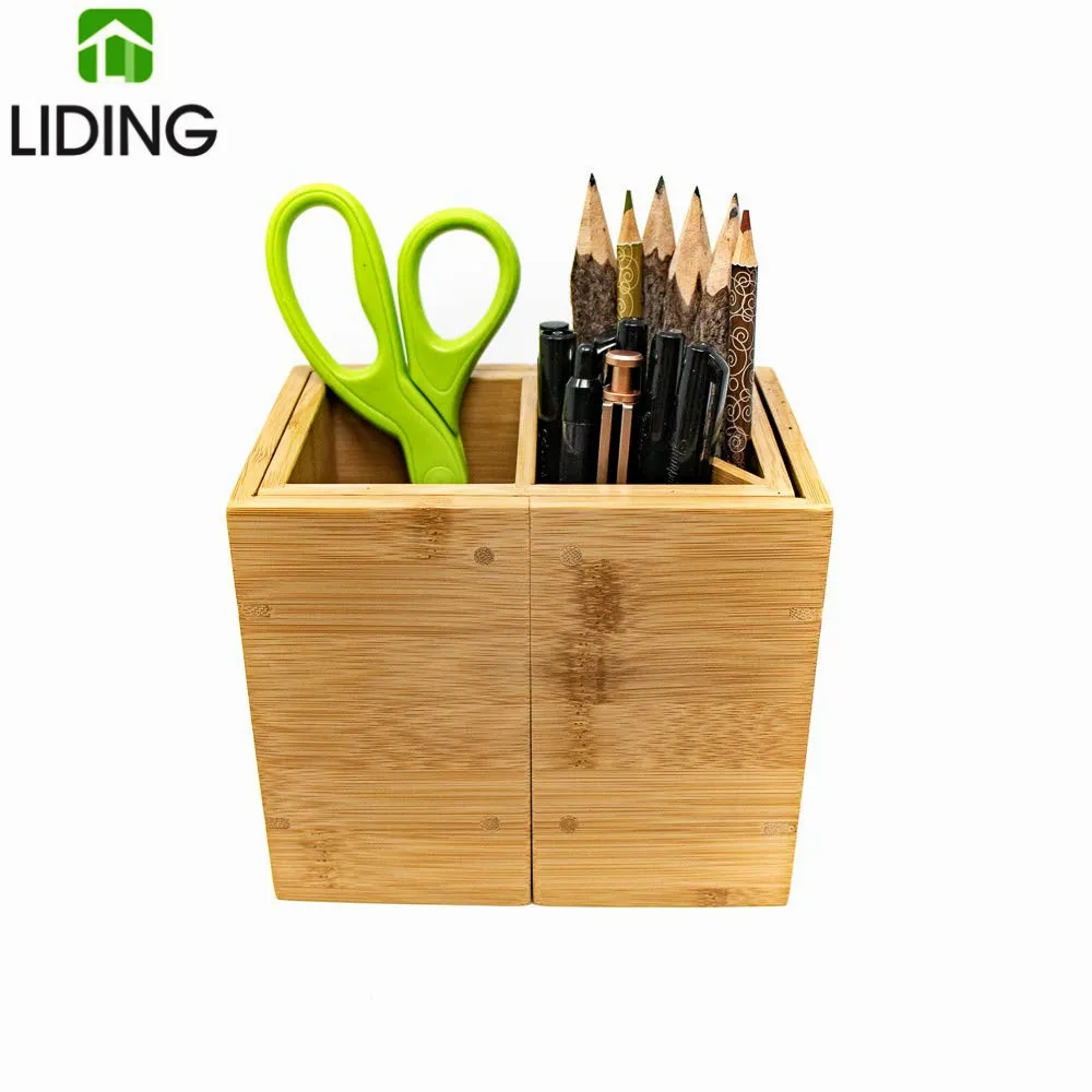 Bamboo Wood Expandable Pencil Holder and Desk Organizer for Desk Home and Office
