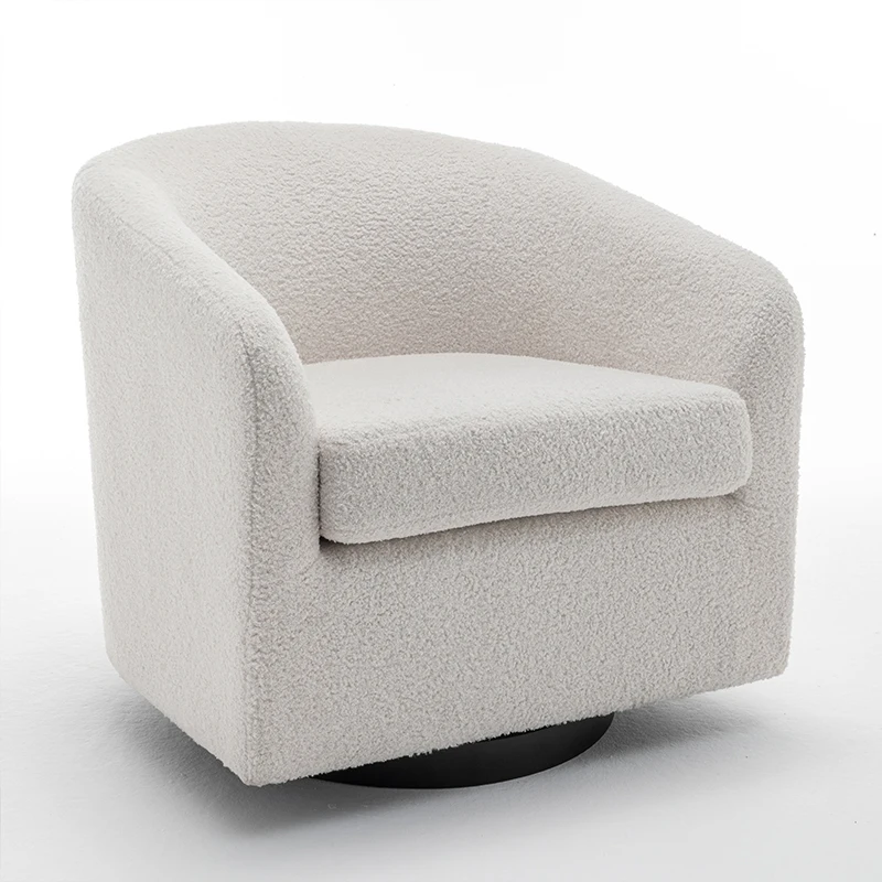 Nordic Living Room Milk White Plush Armchair Swivel Leisure Chair - Buy ...