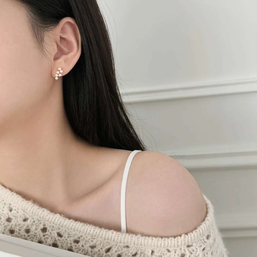 KAKODIY elegant small design 925 Sterling Silver boutique fashion freshwater pearl grape shape earrings can be customized women's boutique accessories detail 3