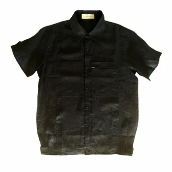 Men's Clothing Custom Linen Short Sleeve Coverall Great Quality Breathable Work Shirt  for Men