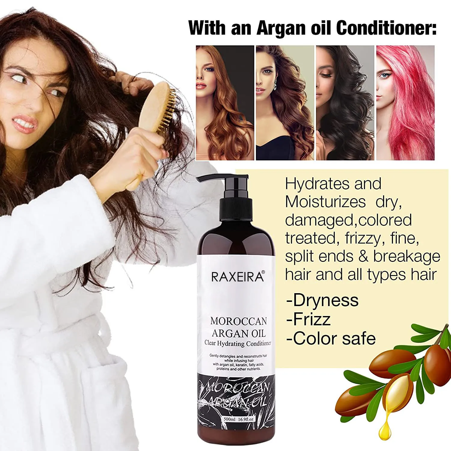 Оптовая продажа, органический Кондиционер для волос с марокканским аргановым маслом