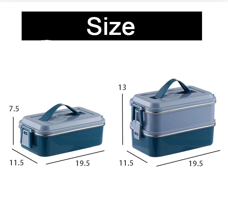 Bpa Free Stainless Steel Rectangular 2 Layer Tiffin Lunch Box For