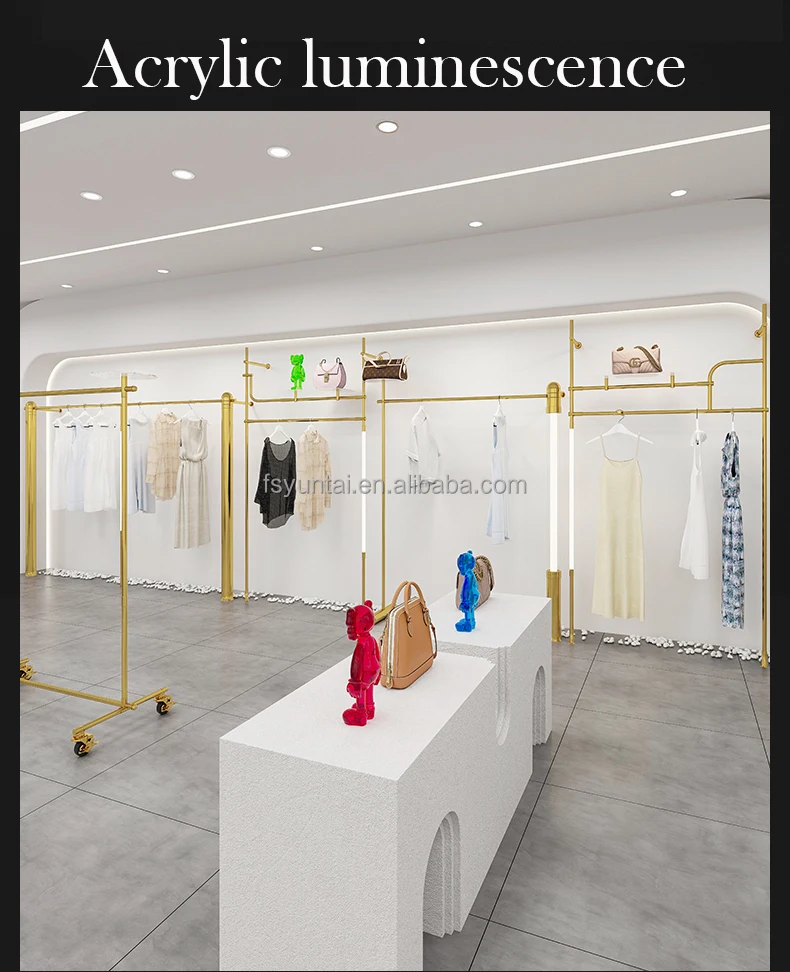 Custom Clothing Store Wall Mount Garment Clothes Stand For Shop Metal