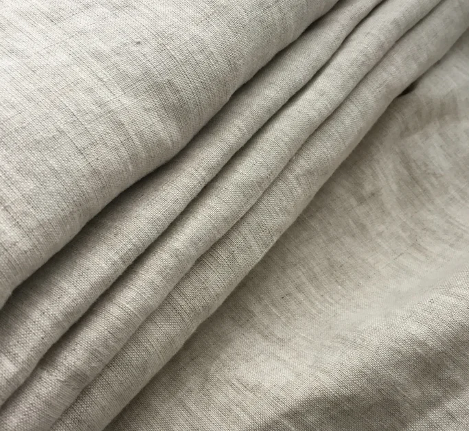 Винтажная промытая 100% льняная ткань и каменная французская
