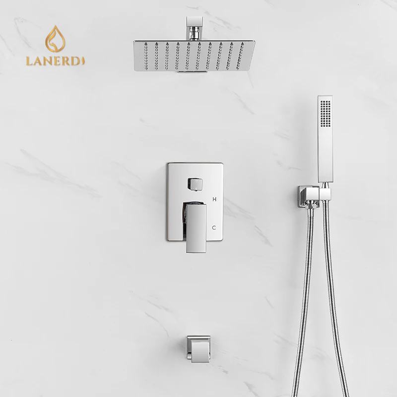 Lanerdi Modern Design CUPC Wall Mounted Brass Shower Showerhead  Faucet Set