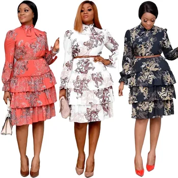 Hot selling vintage floral Casual Dresses ladies dress women african dresses