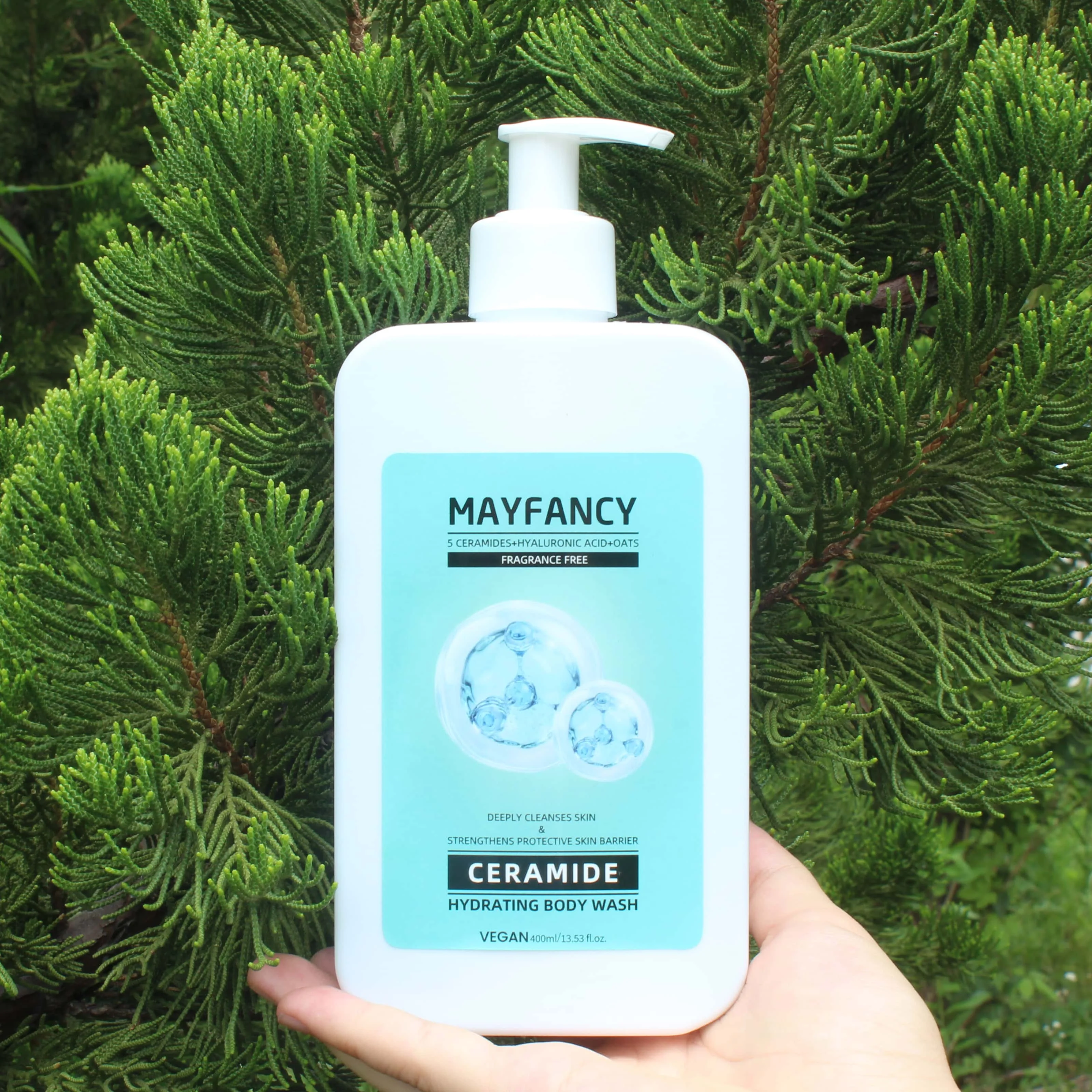 MAYFANCY 400 ml krémové mydlo s ceramidy vonné mýdlo pro tělo luxusní hydratace a regenerace bariéry prémiový vonný křídový deňorát ochrňující pigmentaci