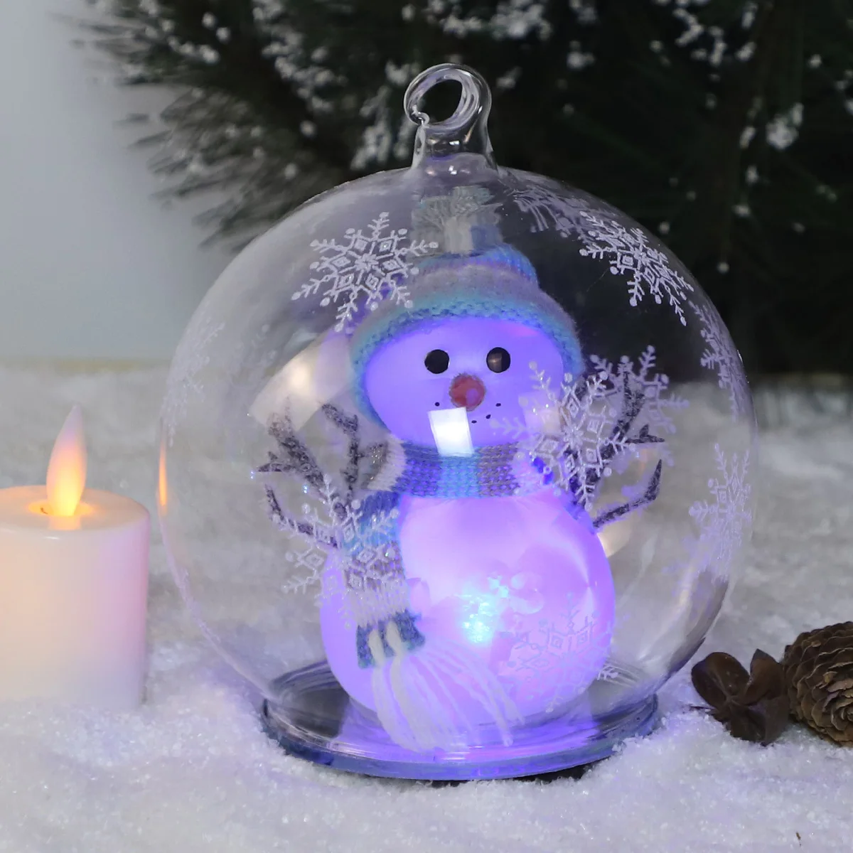 wholesale glass ball ornaments christmas decoration ball hanging bauble glass christmas 3d snowman