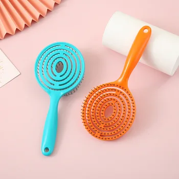 Customized Logo Paddle Cushion Bending Wheat Straw Detangling Hair Brush Biodegradable Detangling Natural Hair Brush For Women