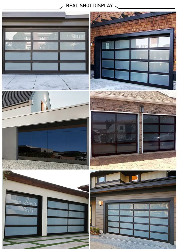 Modern 9x7 Full View Residential Door Aluminum 16x8 Usa Standard Frosted Tempered Glass Garage Doors