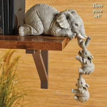 Wholesale Custom Souvenir Handmade Decoration Resin Mold Home Decor Cute Baby Lucky Gray Elephant Statue