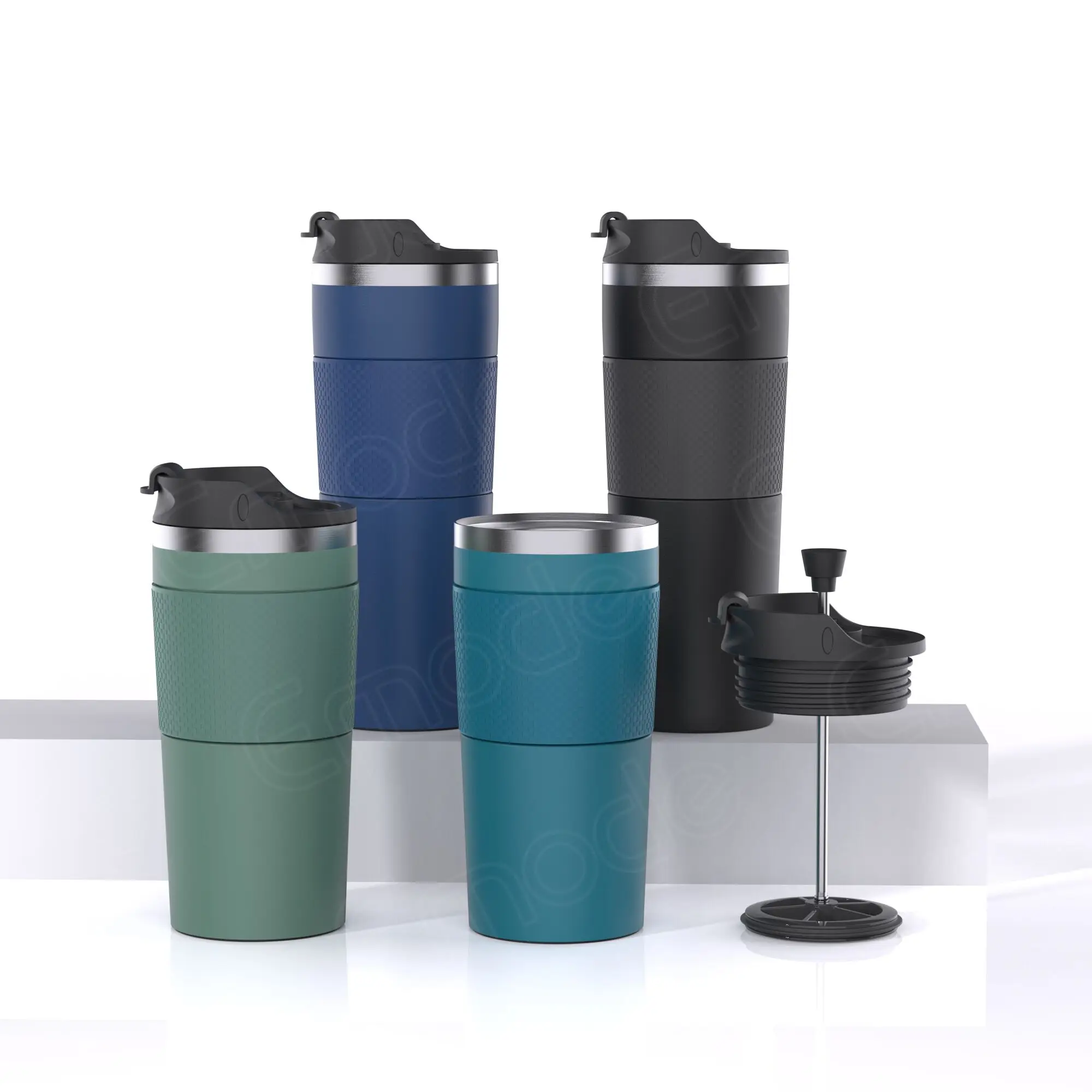 2in1 Travel Camp Single Serve French Press Coffee Maker Mug,Portable